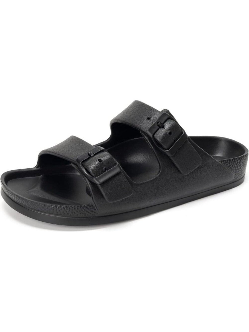 Women's All Black Jelly Sandals with Adjustable Buckle Comfortable Casual Wear